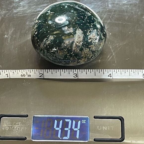 Ocean Jasper palm stone crystal white natural green spots dots stars - Picture 6 of 8